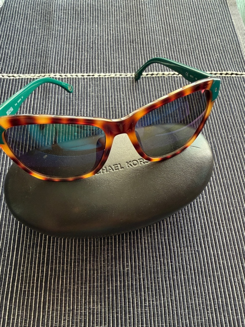 Michael Kors Tortoise Frame Sunglasses with Teal Temples